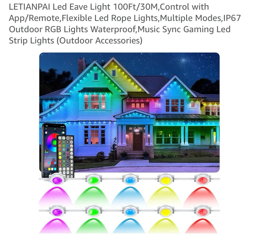 New LETIANPAI Led Eaves Light 100Ft