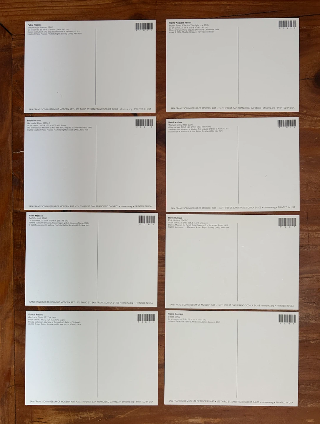 SFMOMA Postcards & Stamps. 8 of each - photo 2