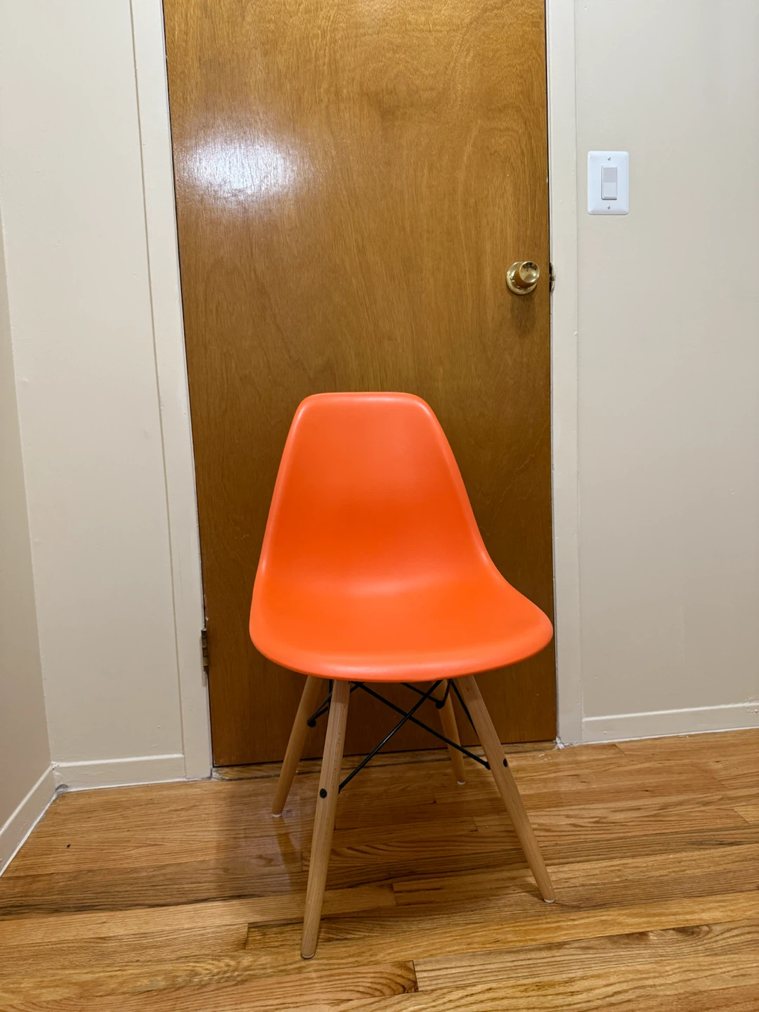 Orange Accent Chair with Wooden Legs