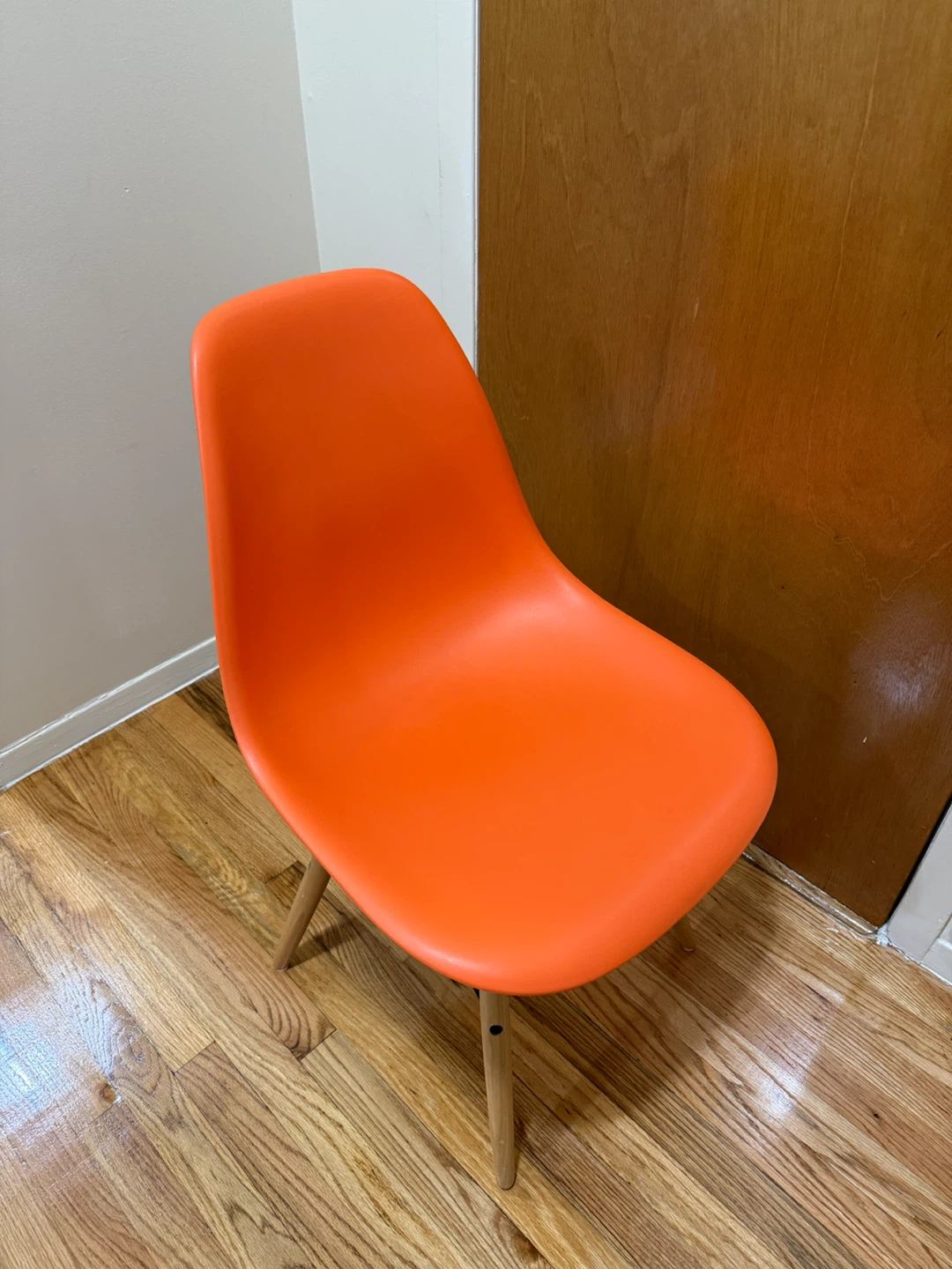 Orange Accent Chair with Wooden Legs - photo 3