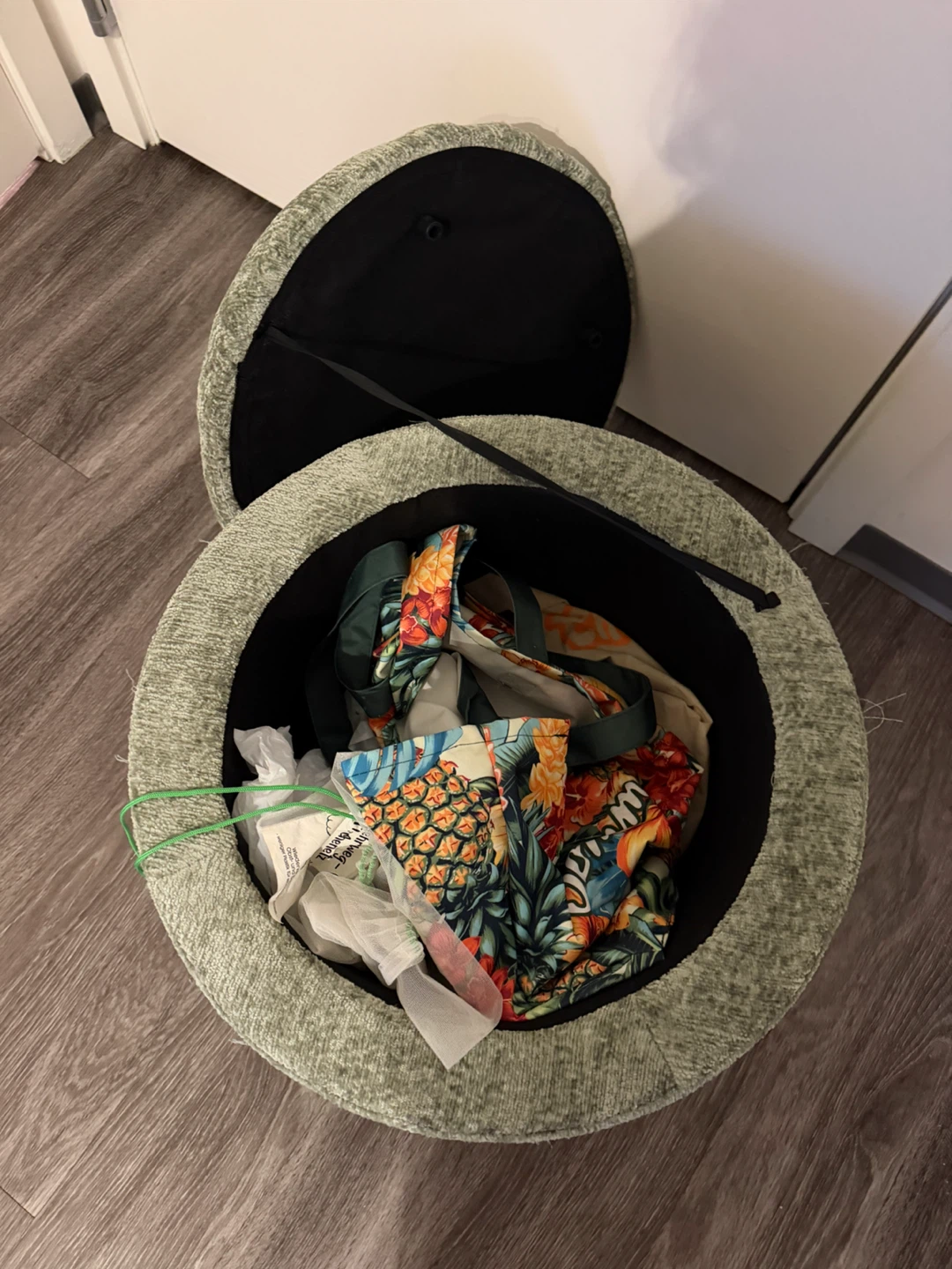 Green Round Sitting Ottoman with Storage - photo 3