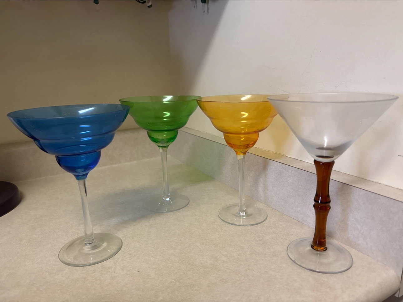 Set of 4 Coloured Margarita Glasses