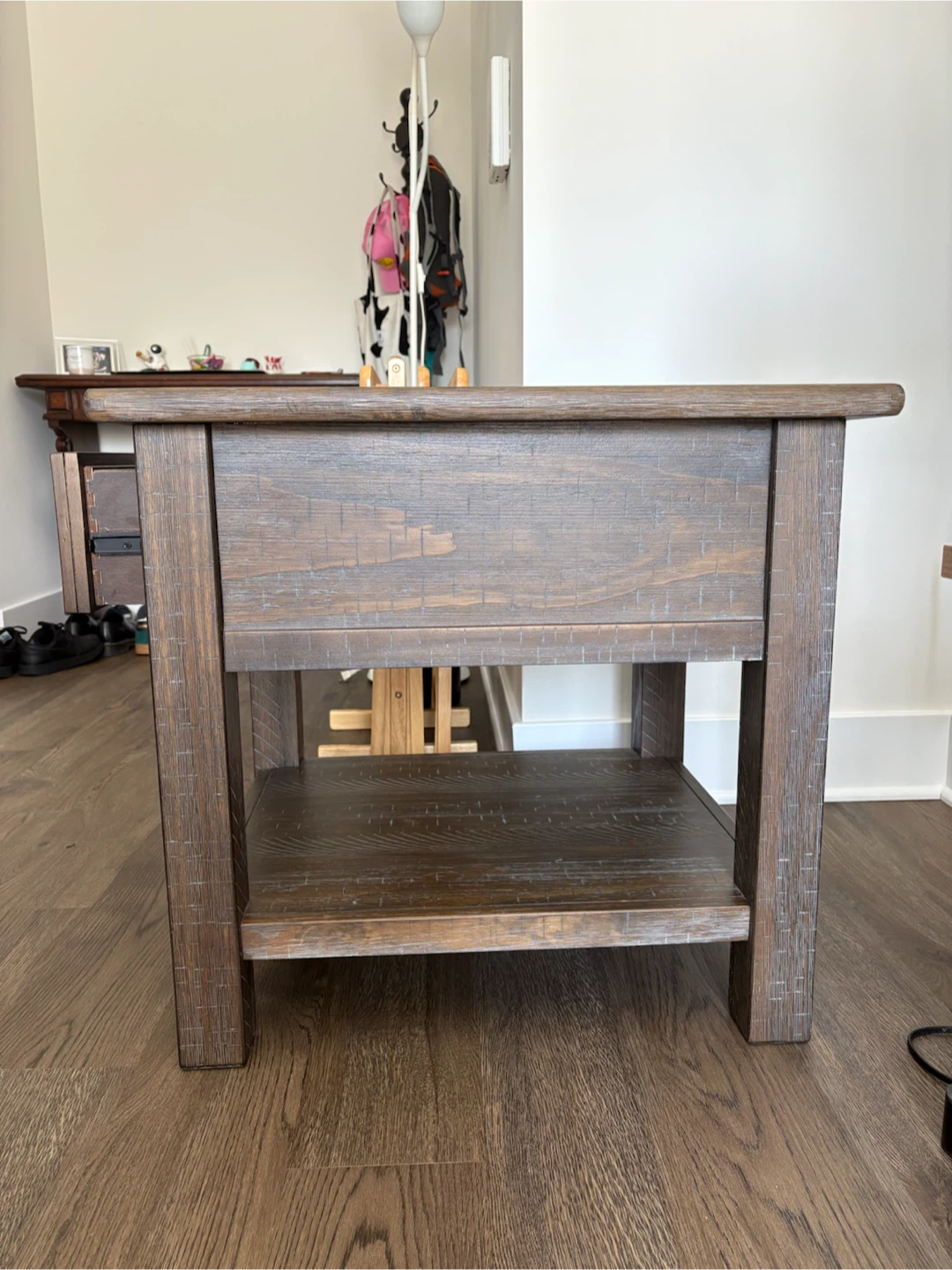 Rustic Wood End Table with Drawer - photo 2