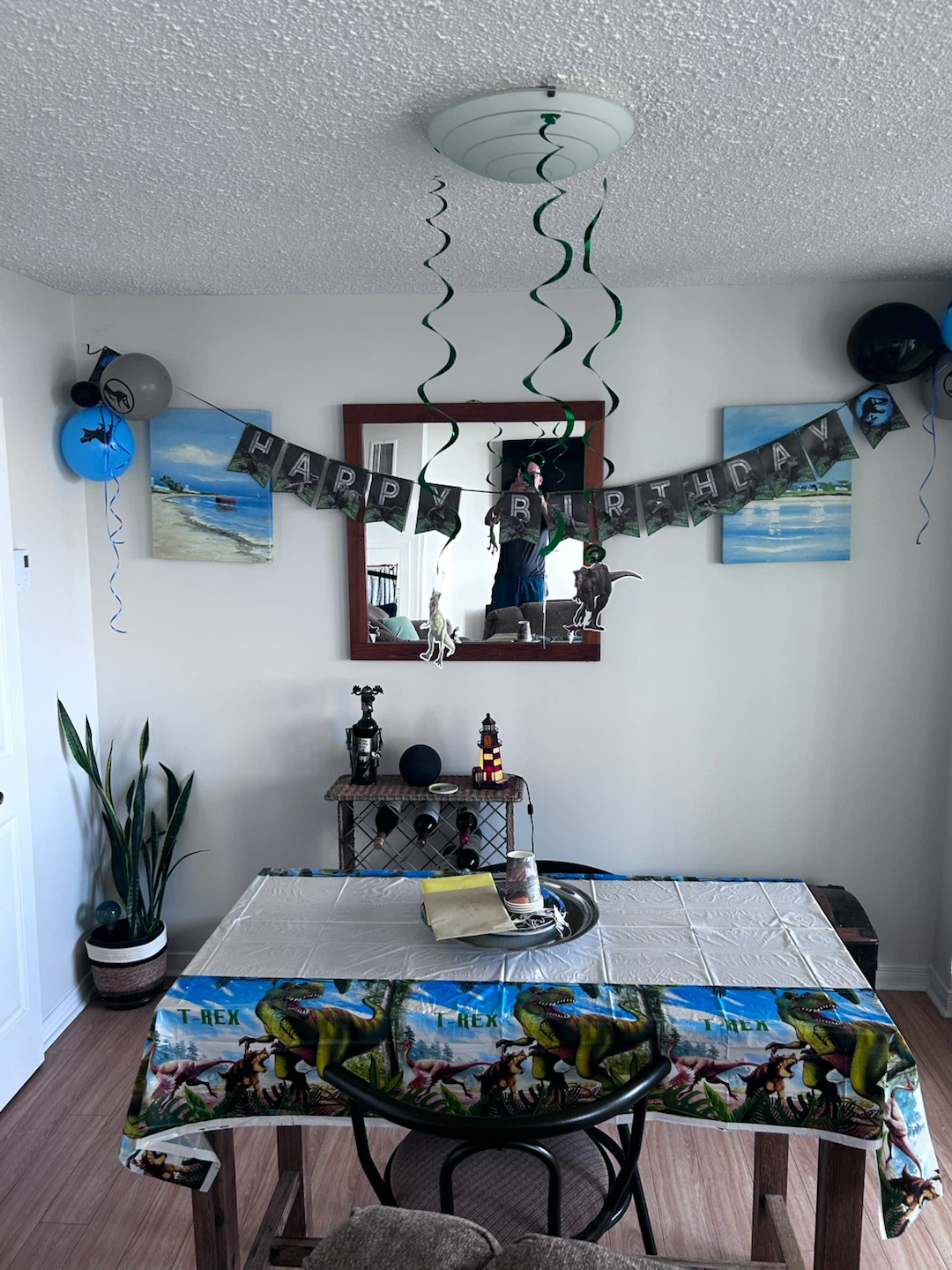 Gifting kids TRex birthday decorations