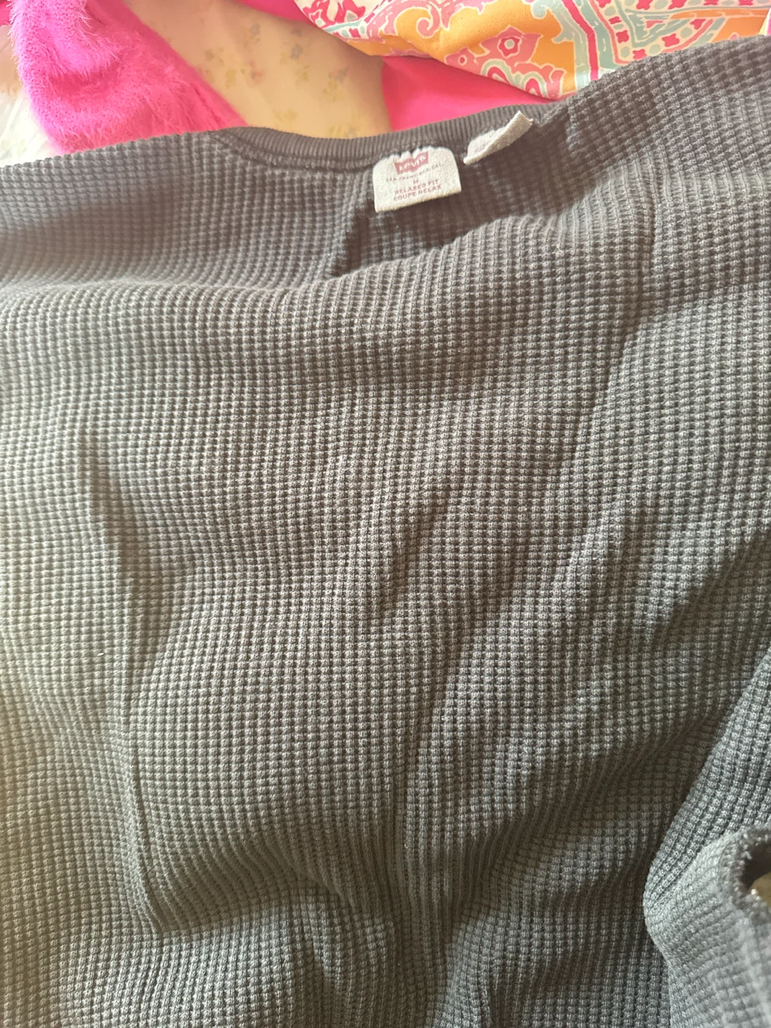 Levi's Grey Waffle Knit Long Sleeve Shirt