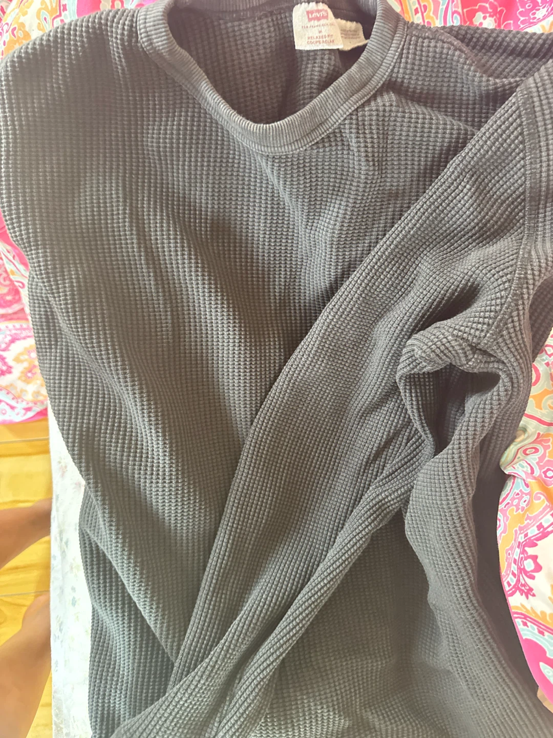 Levi's Grey Waffle Knit Long Sleeve Shirt - photo 2