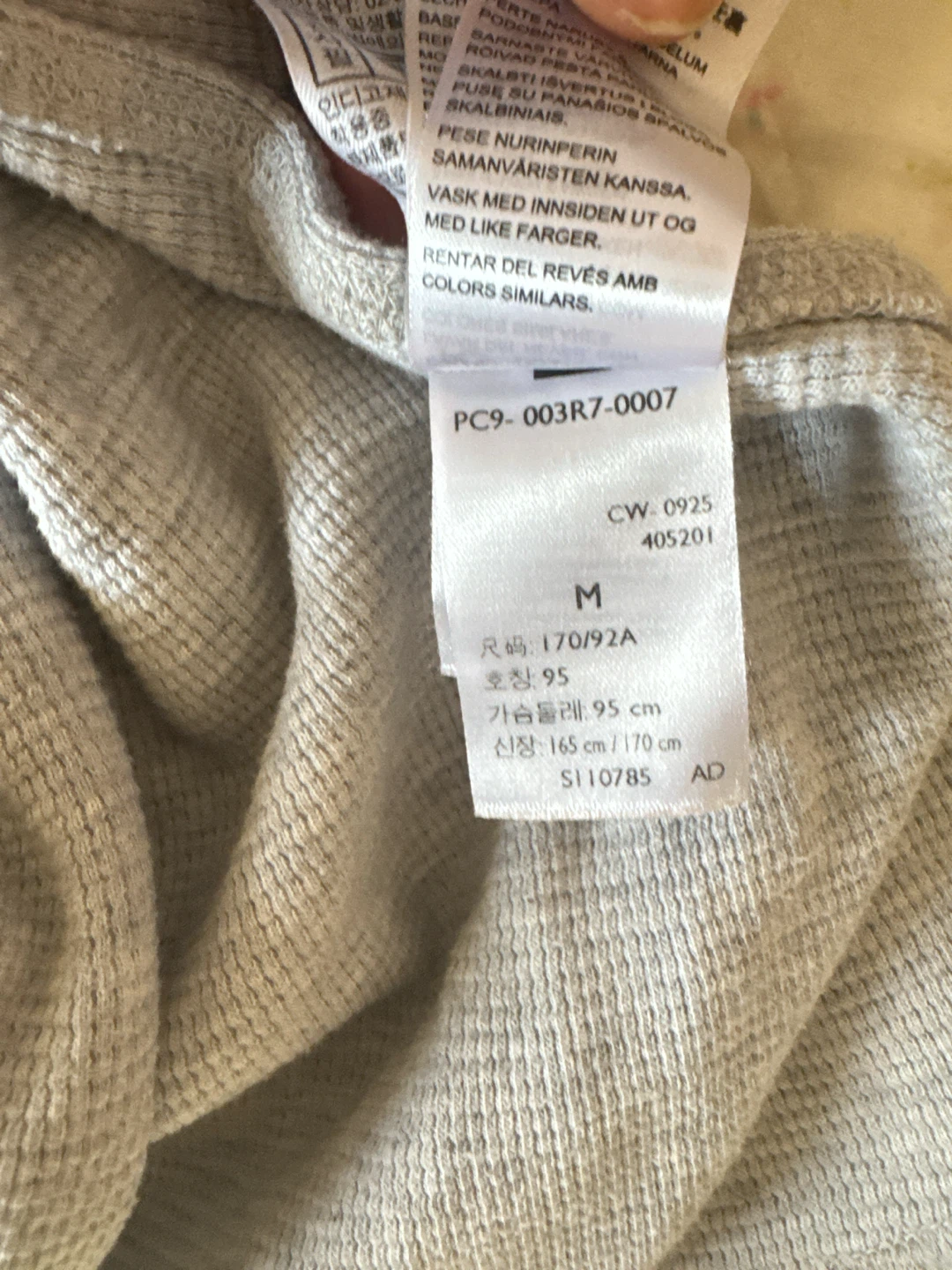 Levi's Grey Thermal Henley Shirt - Size M