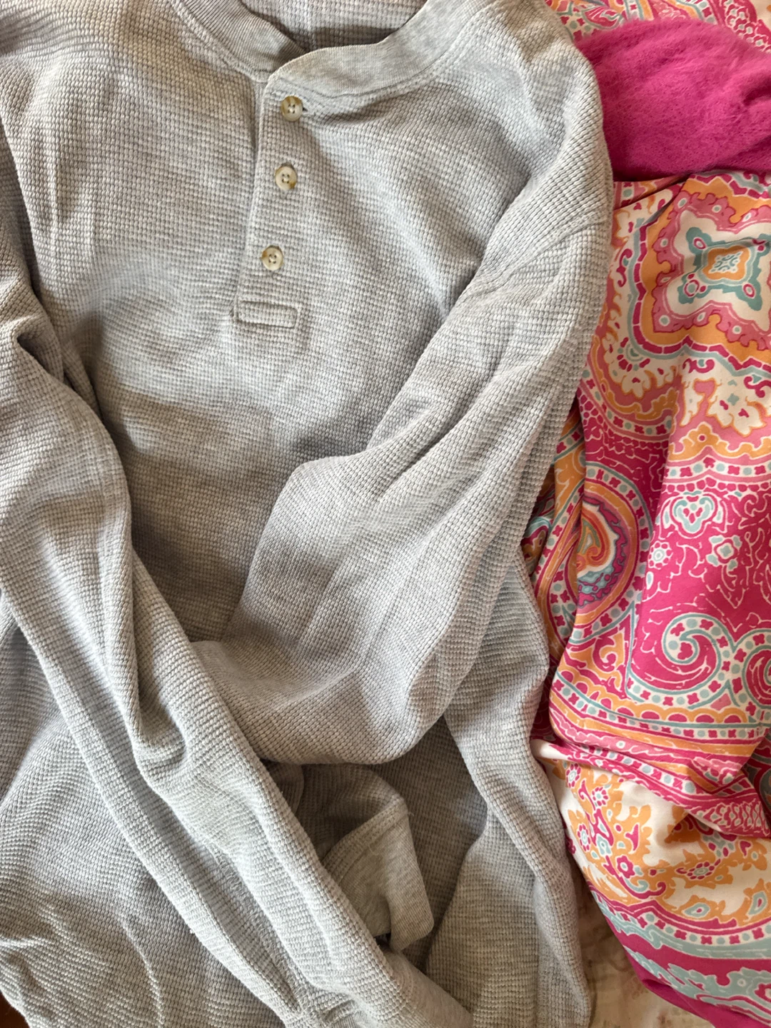 Levi's Grey Thermal Henley Shirt - Size M - photo 2