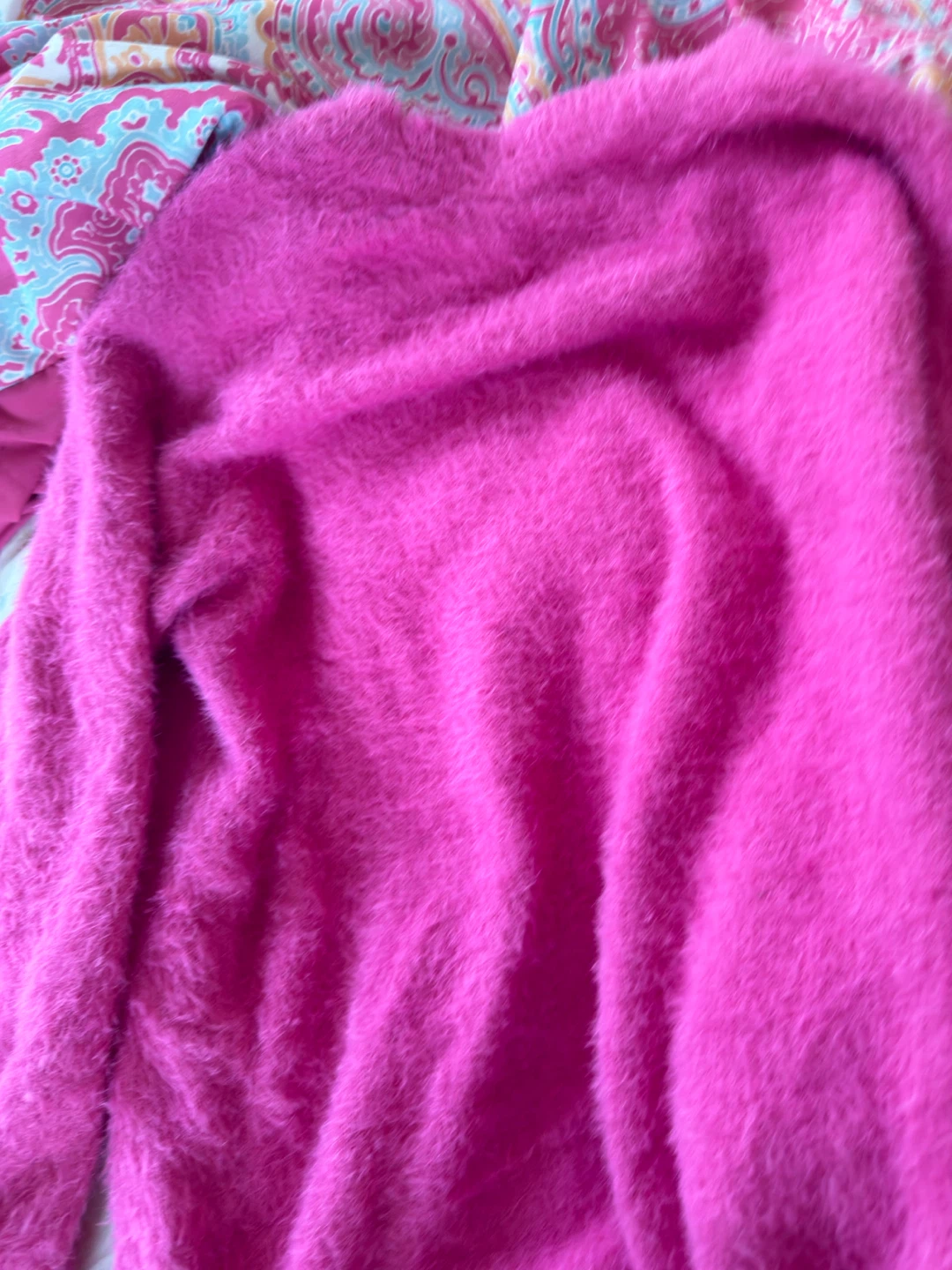 Bright Pink Fuzzy Long-Sleeve Sweater - photo 2