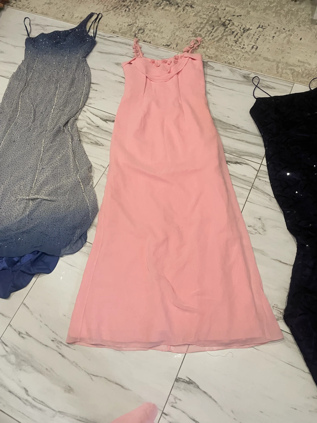 Pink Formal Dress with Floral Embellishments - photo 2