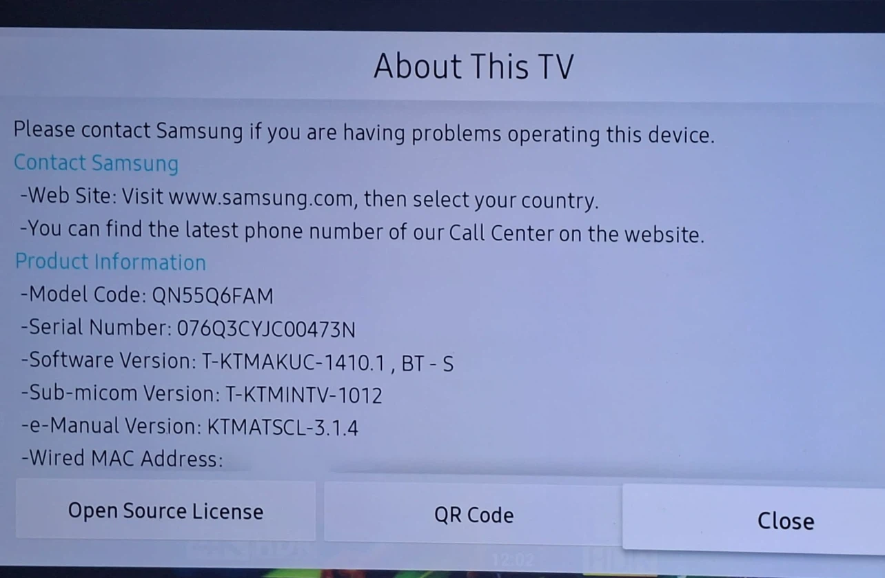 Samsung QN55Q6FAM 55" QLED 4K Smart TV