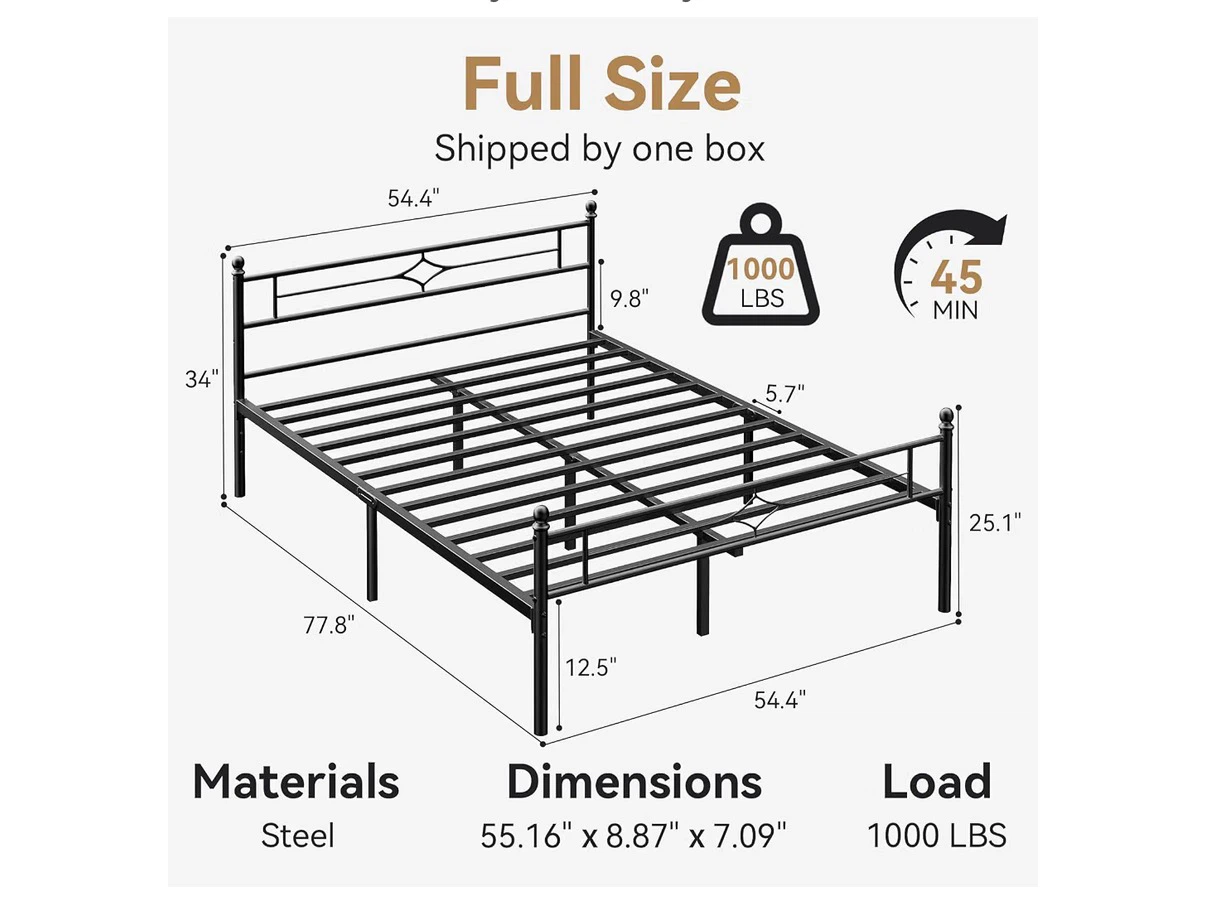 Decorative Metal Bedframe: Full Size - photo 2