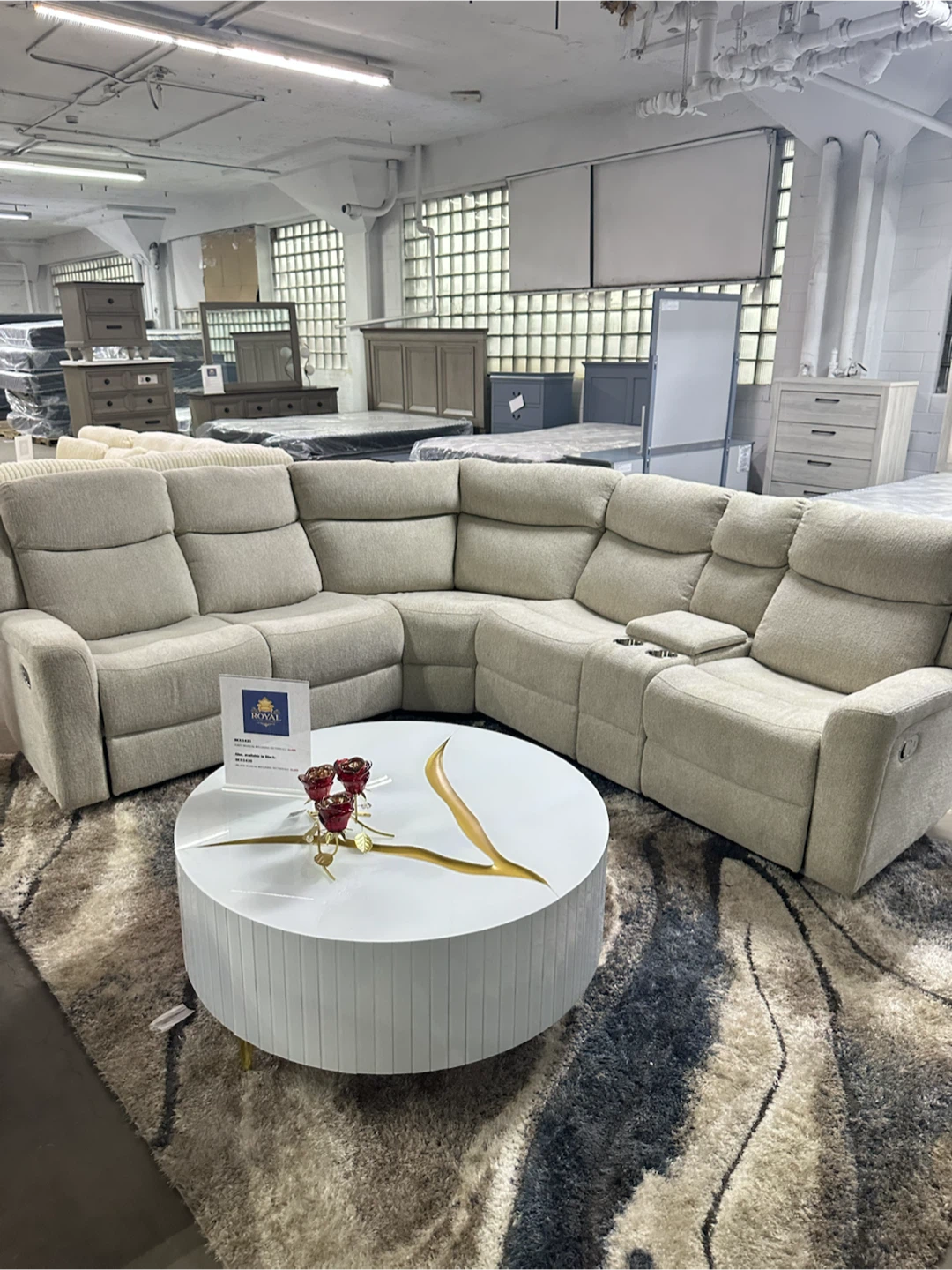 Grey manual reclining sectional