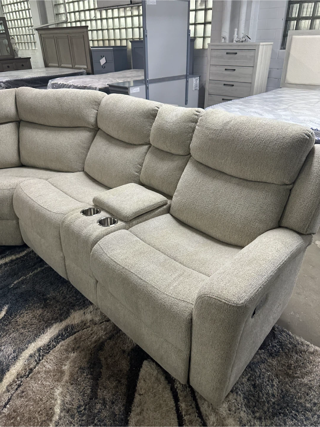 Grey manual reclining sectional - photo 2