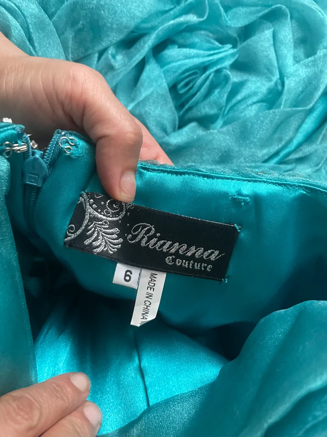 Rianna Couture Teal One-Shoulder Gown - photo 3