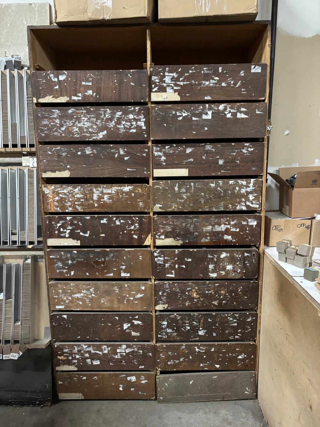 Vintage Wooden Cabinet with 20 Drawers