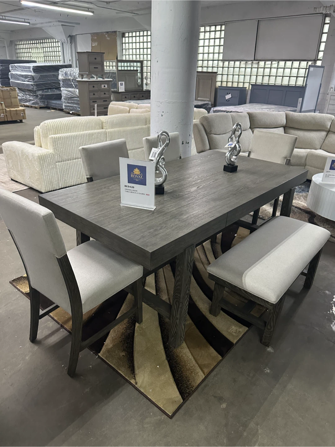 Dining Room Table, Bench, and 4 Chairs Set
