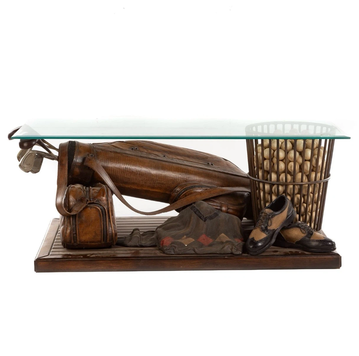 Golf Themed Coffee Table with Glass Top