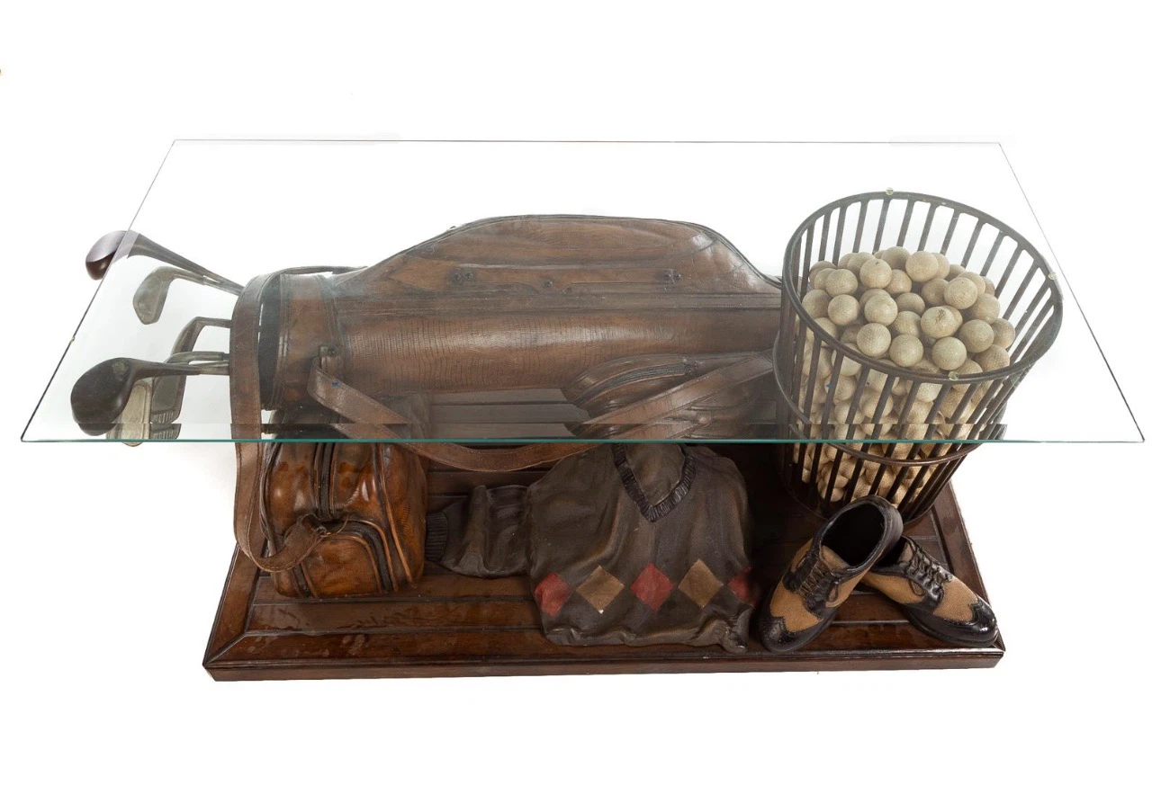 Golf Themed Coffee Table with Glass Top - photo 2