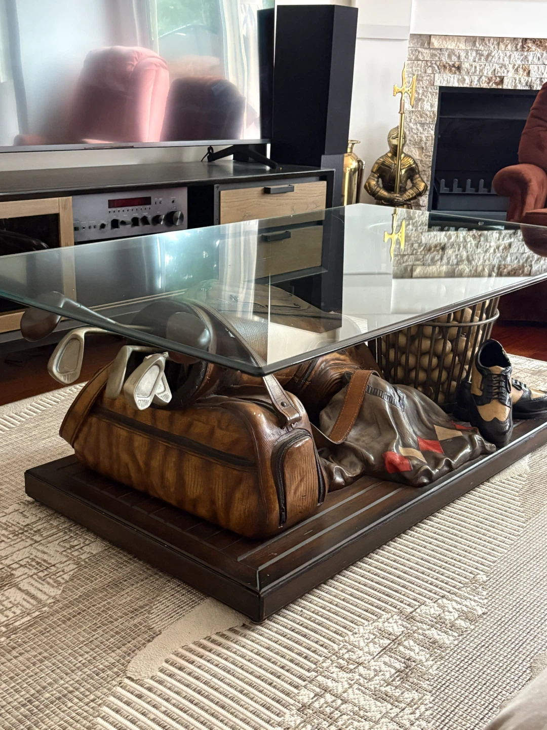 Golf Themed Coffee Table with Glass Top - photo 4