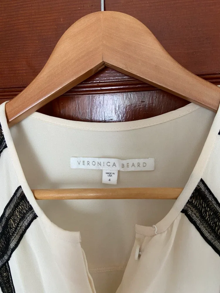 Veronica Beard Cream Lace Detail Sleeveless Blouse Size 4 - photo 3