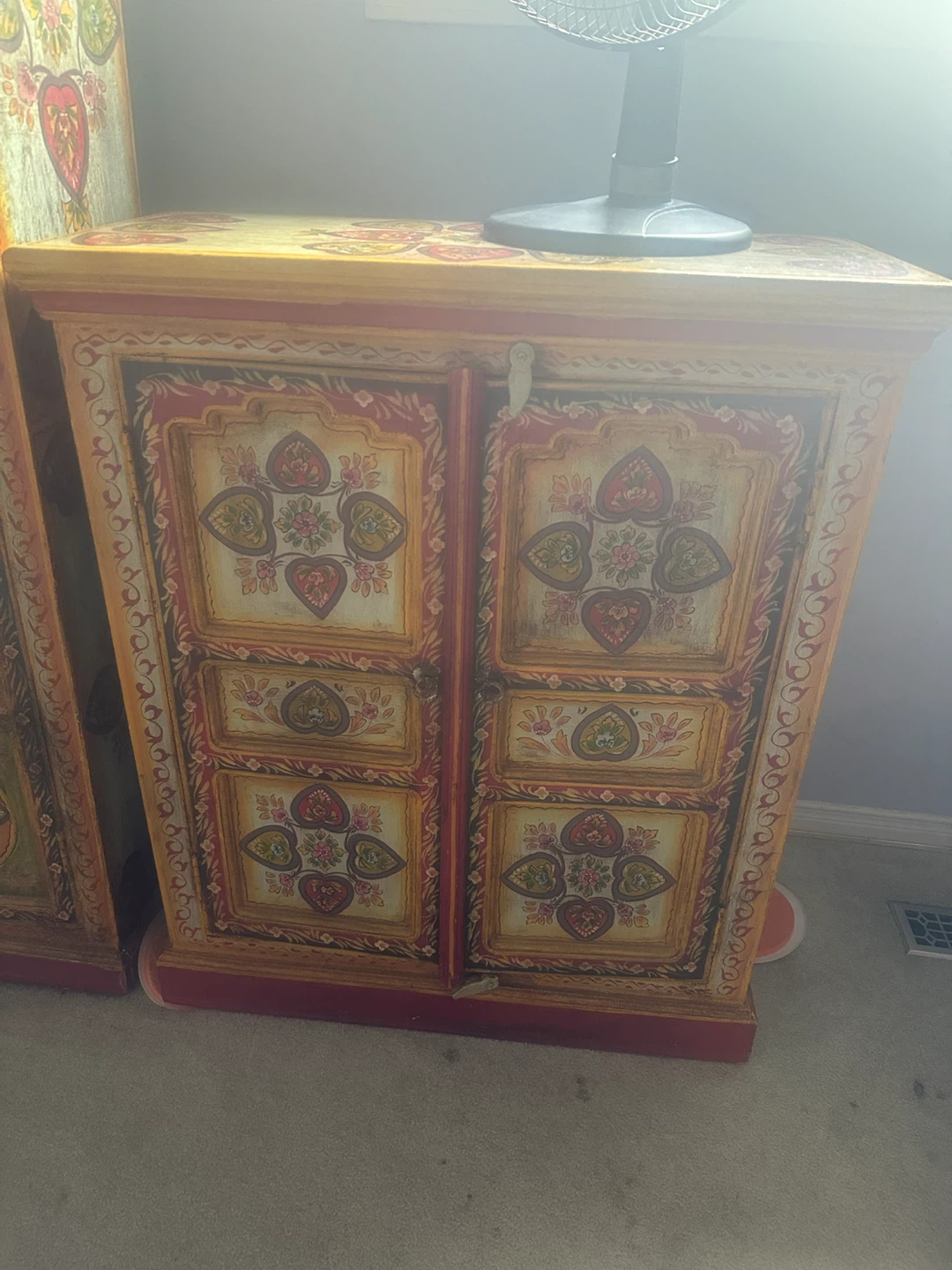 Hand-Painted Wooden Cabinet with Decorative Design - photo 2