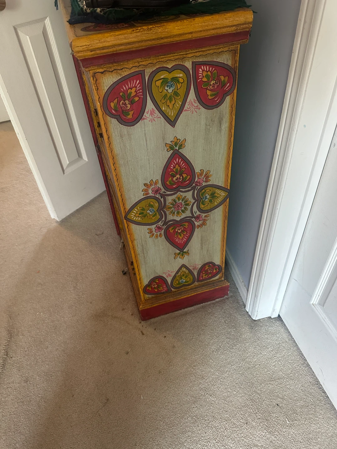 Hand-Painted Wooden Cabinet with Decorative Design - photo 5