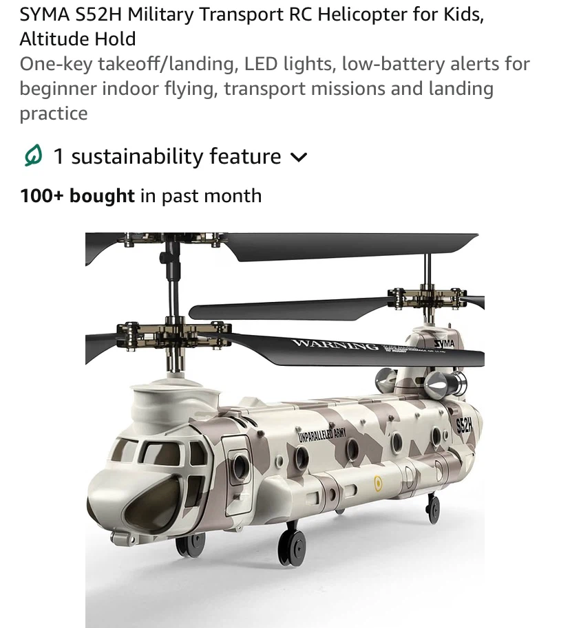 New SYMA S52H Military Transport RC Helicopter