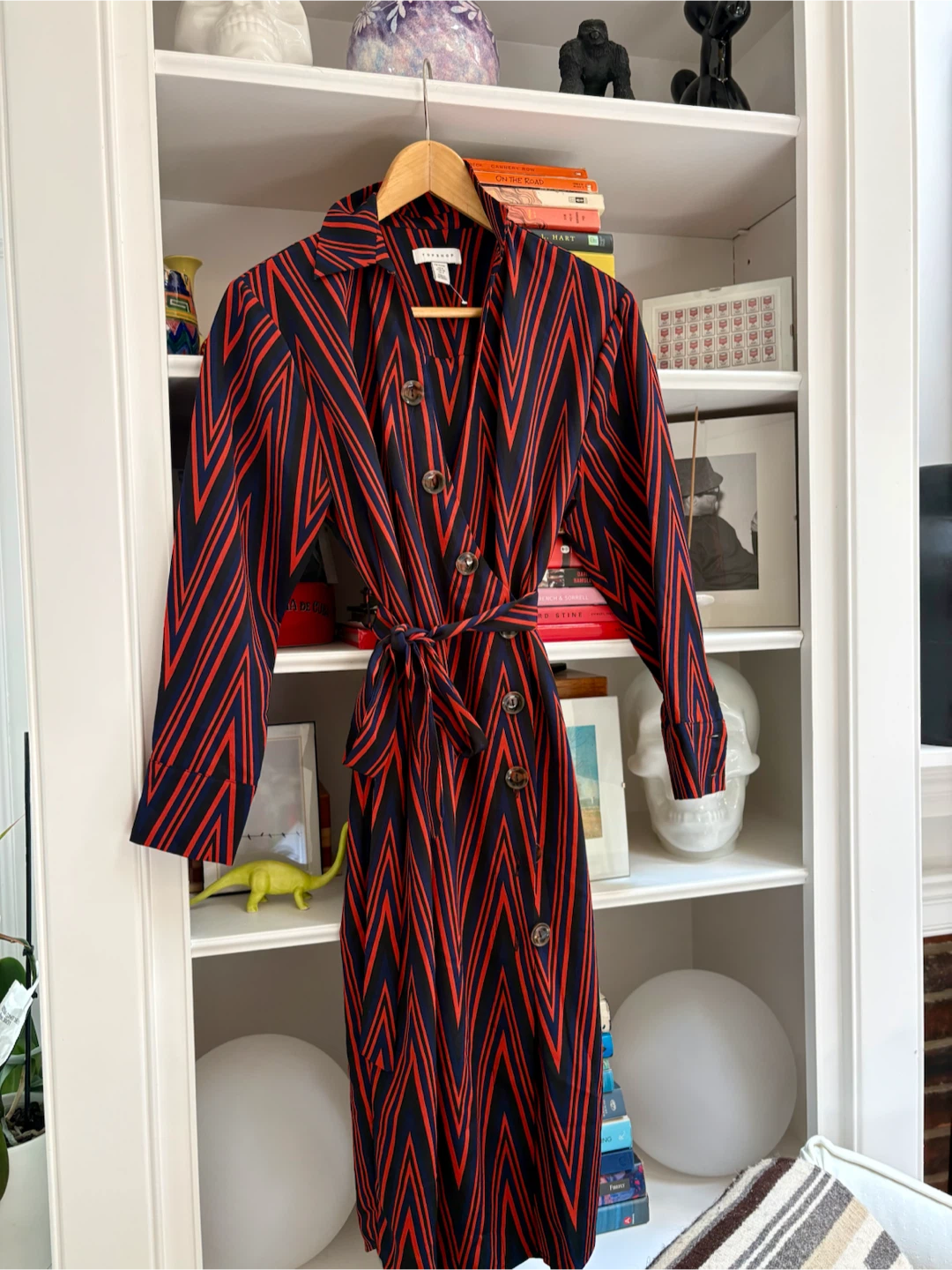 Topshop Chevron Print Belted Dress