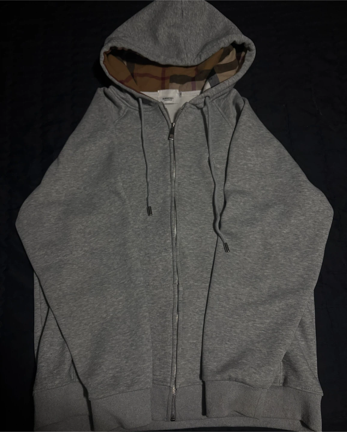 Grey burberry Zip-Up Hoodie