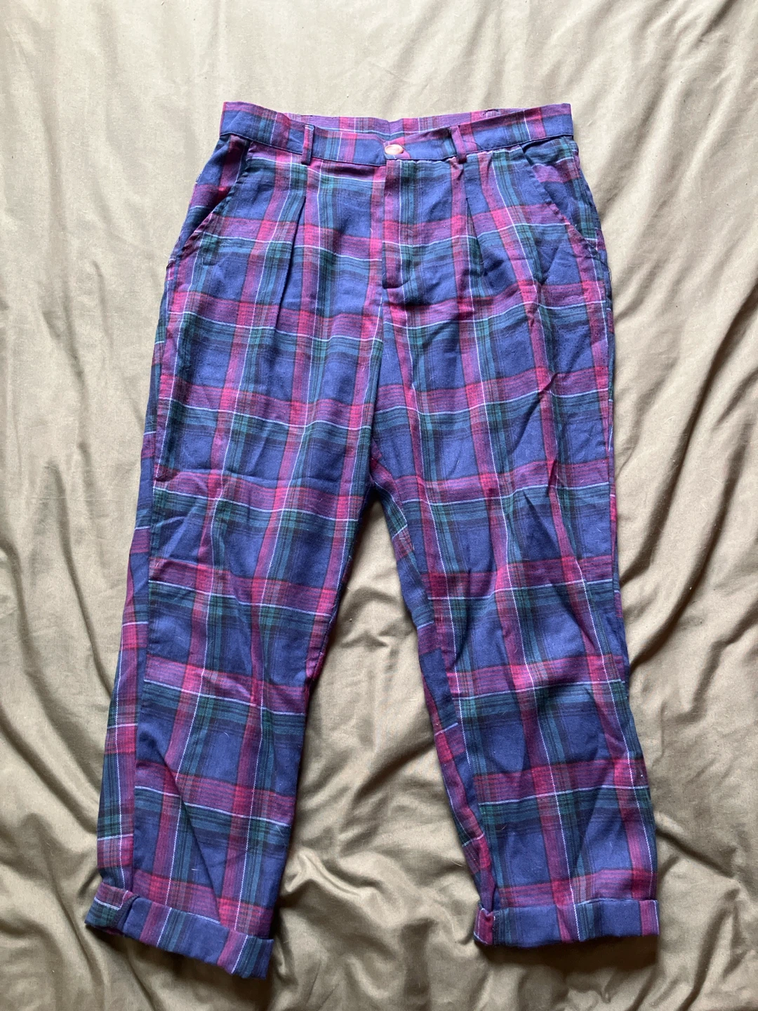 Plaid Pleated Trousers