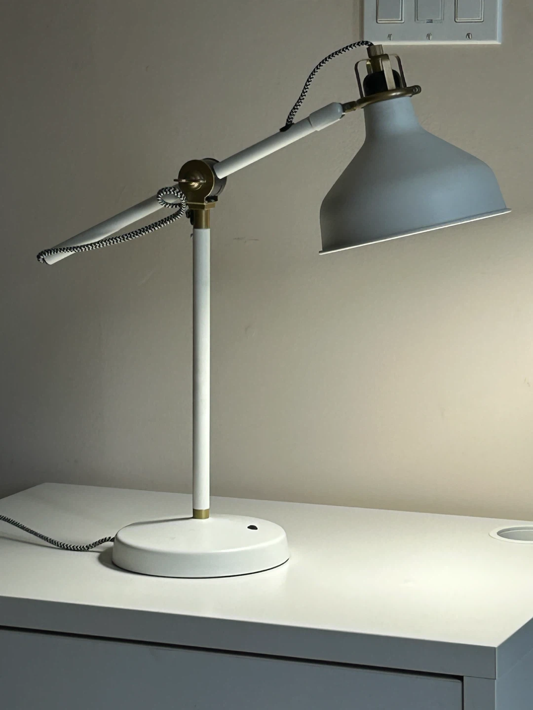 White Desk Lamp with Adjustable Arm - photo 2