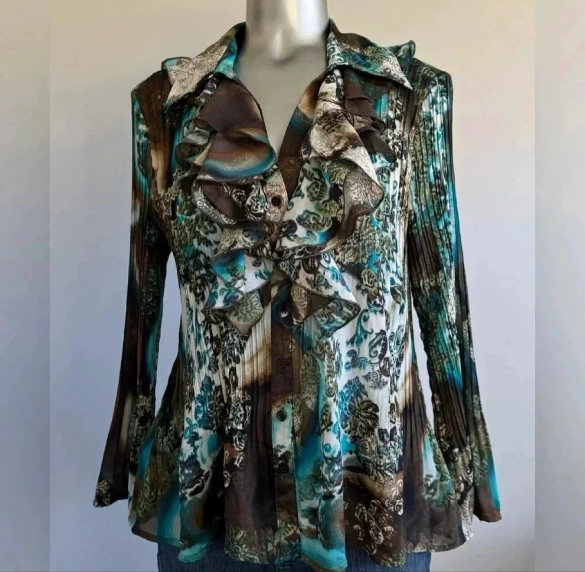 Cute pleated Women's XL Blouse