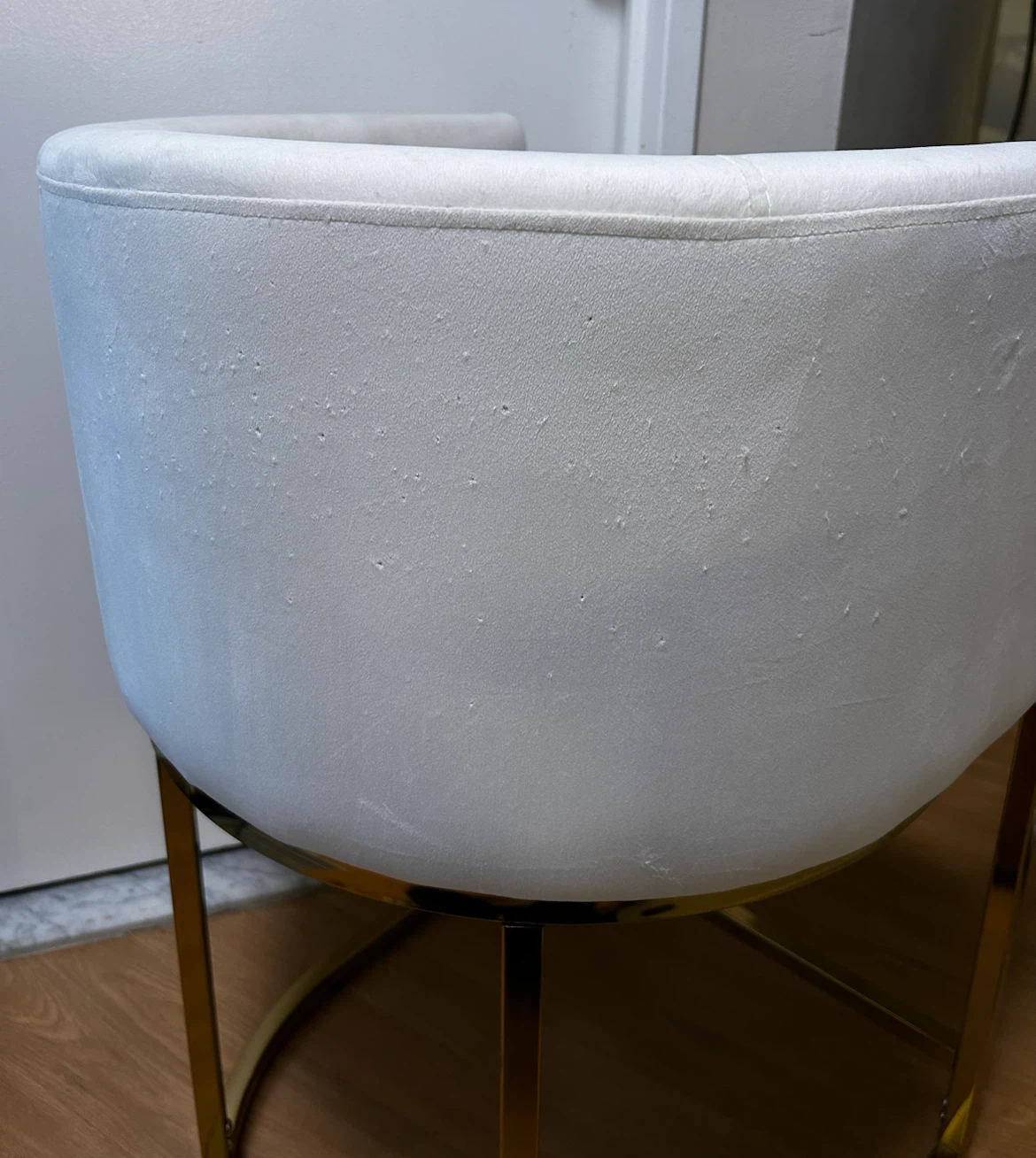 MOVING SALE White Velvet Accent Chair with Gold Base - photo 3