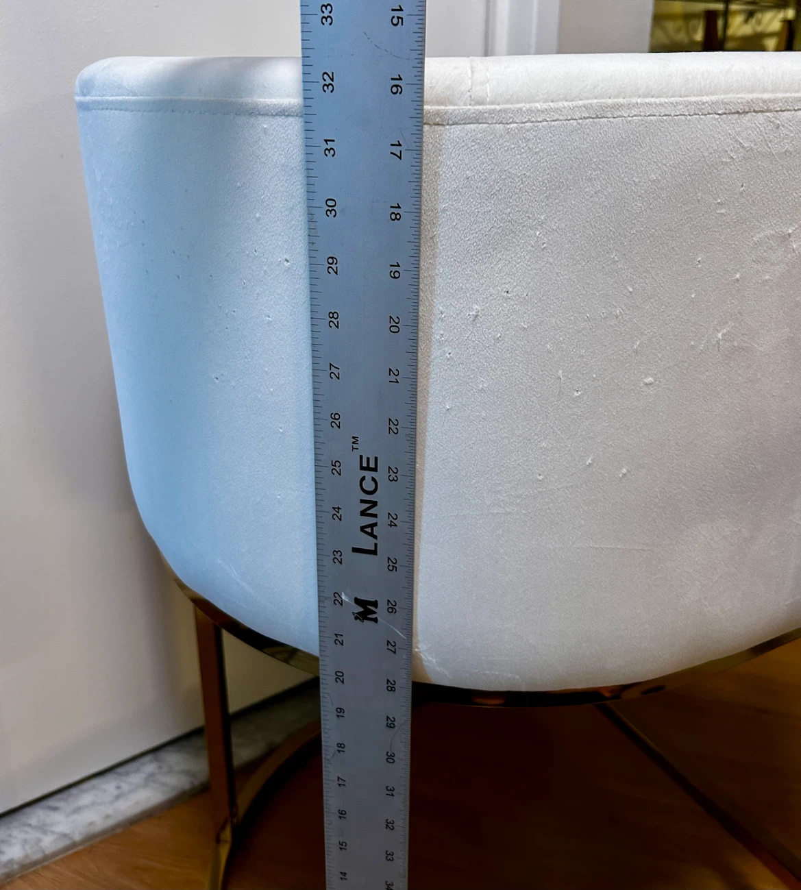 MOVING SALE White Velvet Accent Chair with Gold Base - photo 5