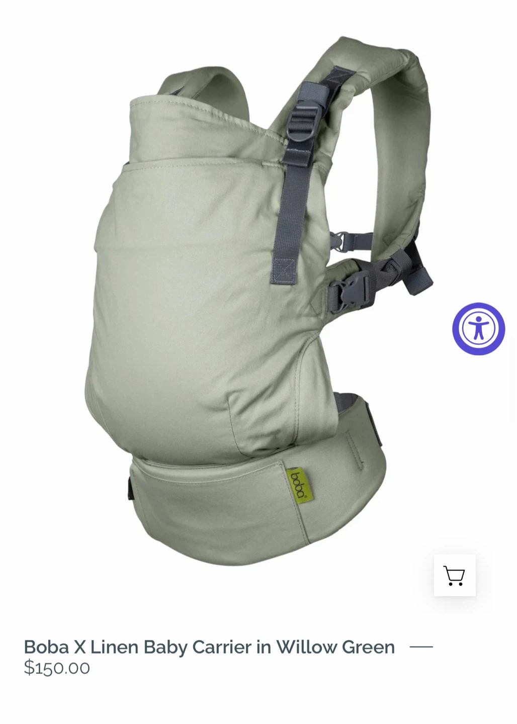 Boba X Linen Baby Carrier in Willow Green
