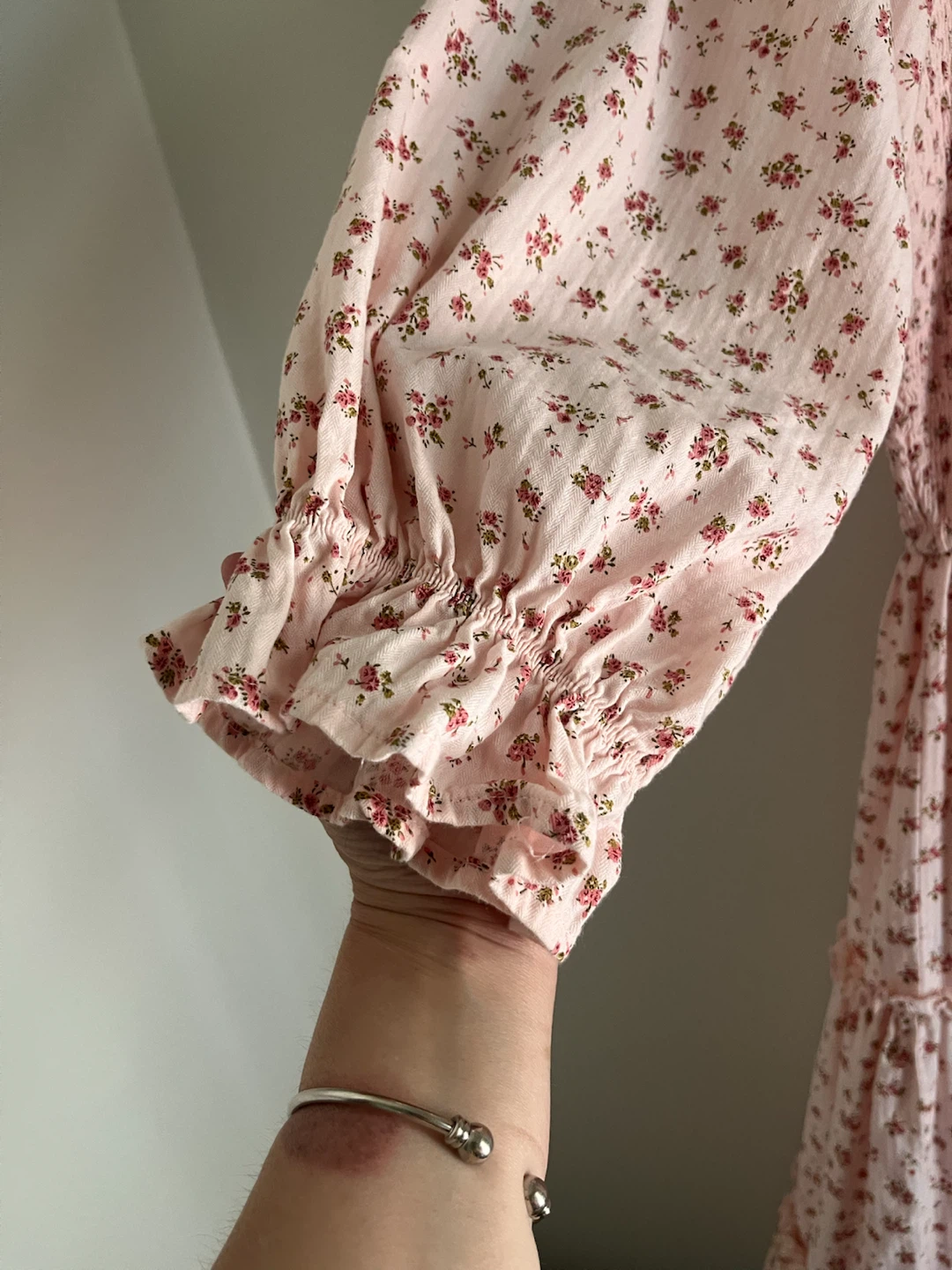 Pink Floral Smocked Tiered Midi Dress - photo 5