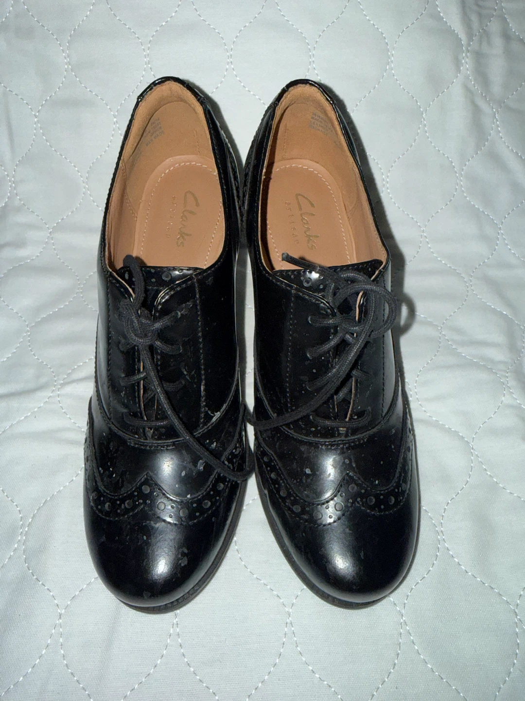 Clarks Artisan Black Lace-Up Wingtip Heels - photo 5