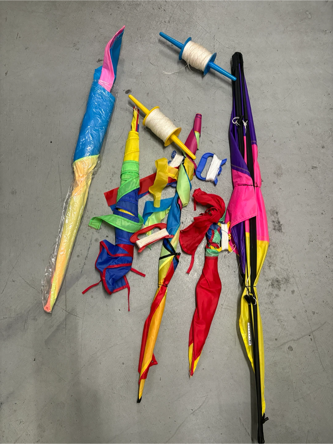 Assorted Kites and String Spools