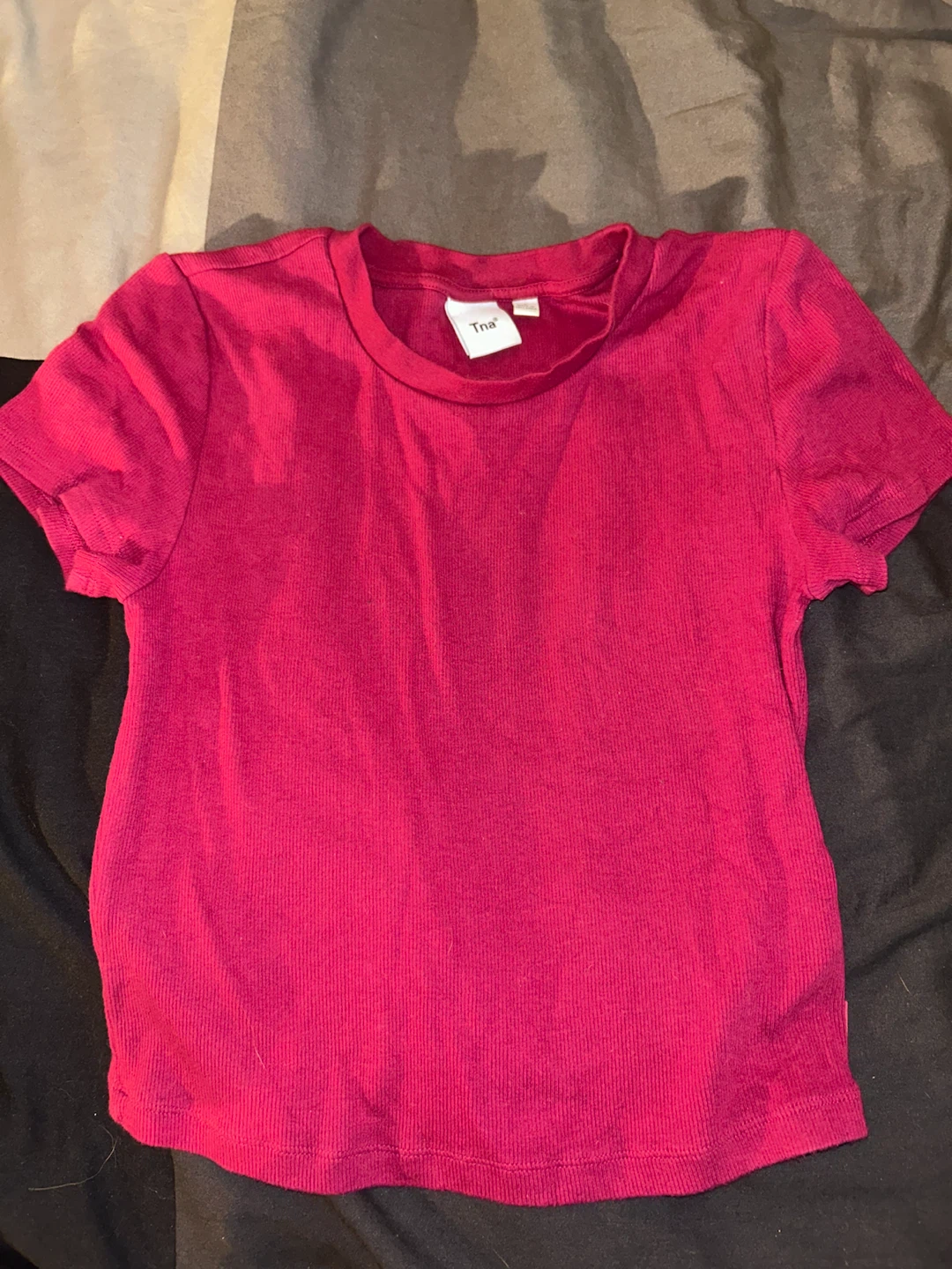 TNA Pink Ribbed Cropped T-Shirt - photo 2