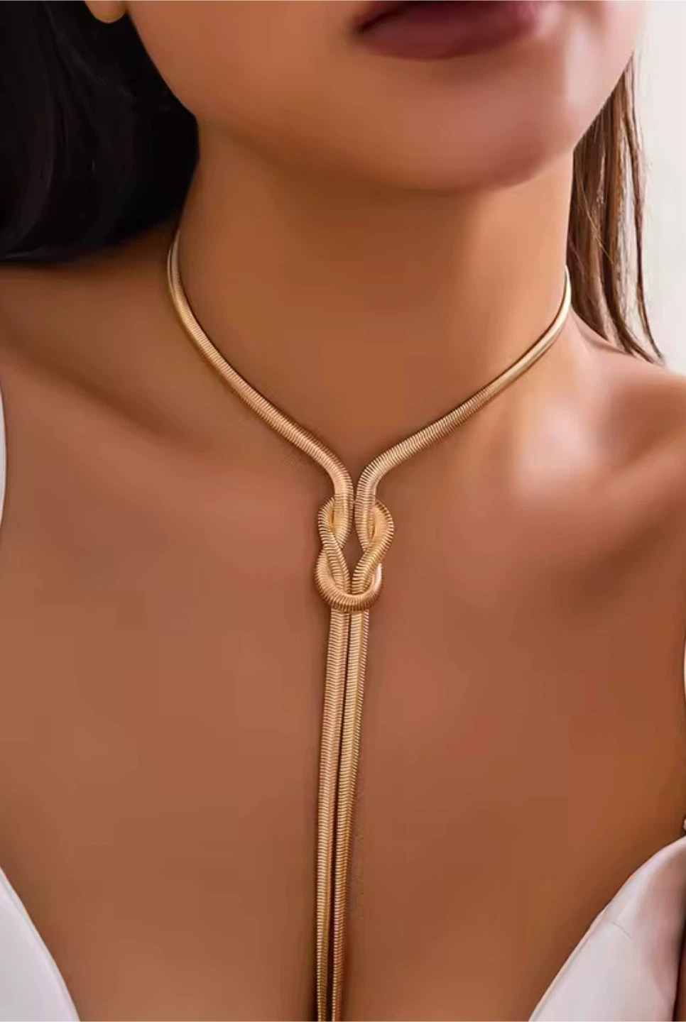 Gold Chain Necklace with Knot Detail