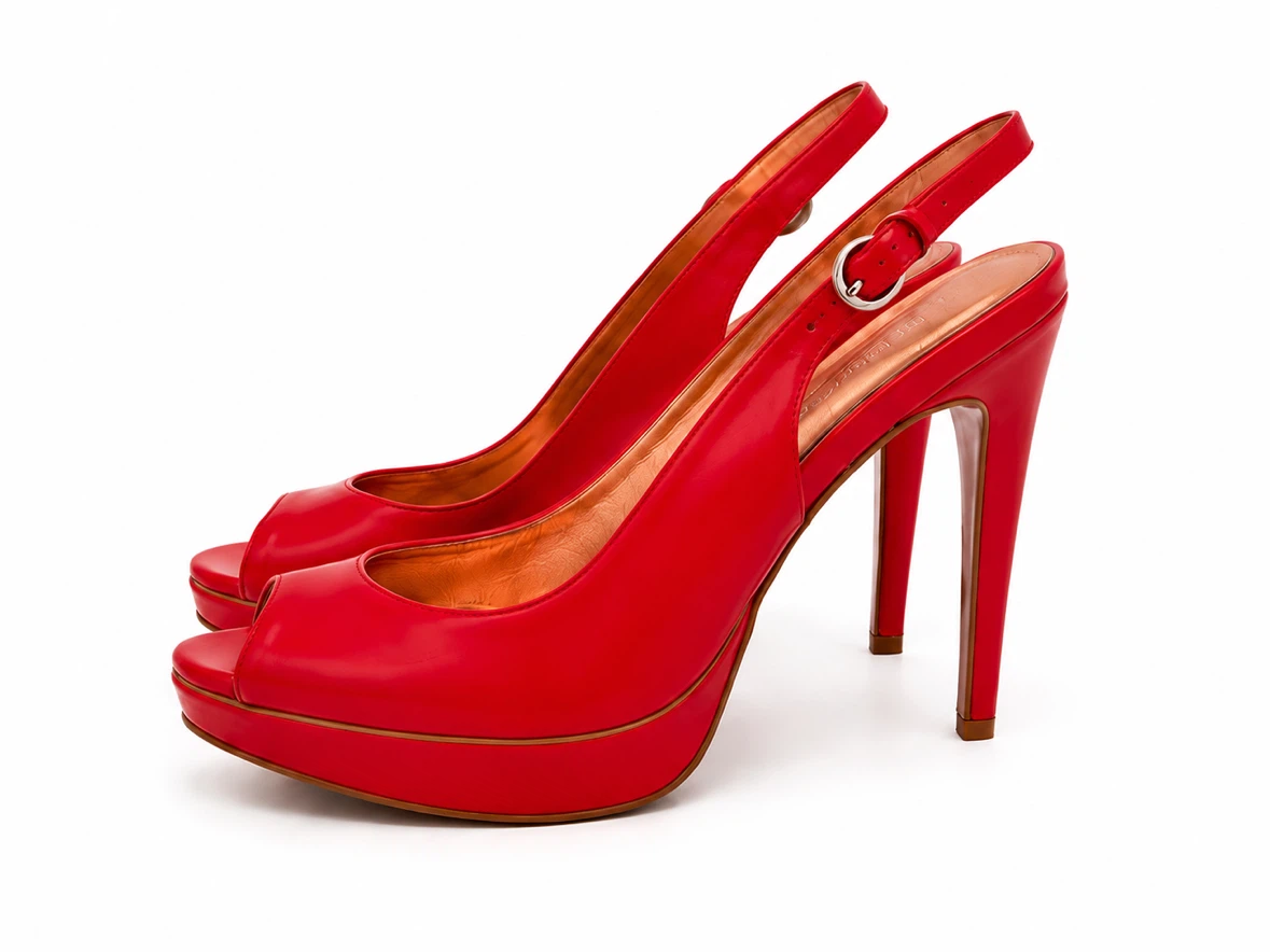BCBGeneration Red Patent Peep Toe Slingback Heels – Women’s Size