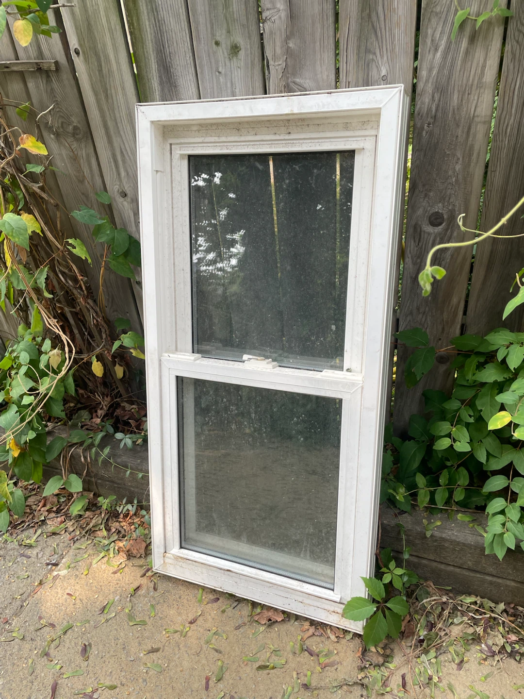 White Double Pane Window Frame with screens