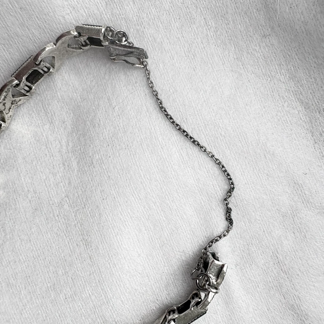 925 Silver Link Bracelet w/ Black Onyx & Marcasite Accents. - photo 2