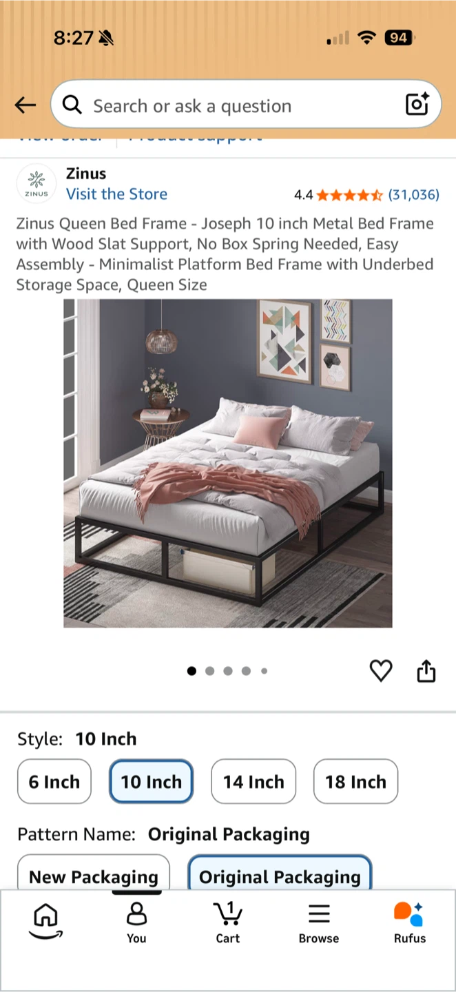 IKEA Haugsvar Queen Mattress and Zinus Bed Frame - photo 2