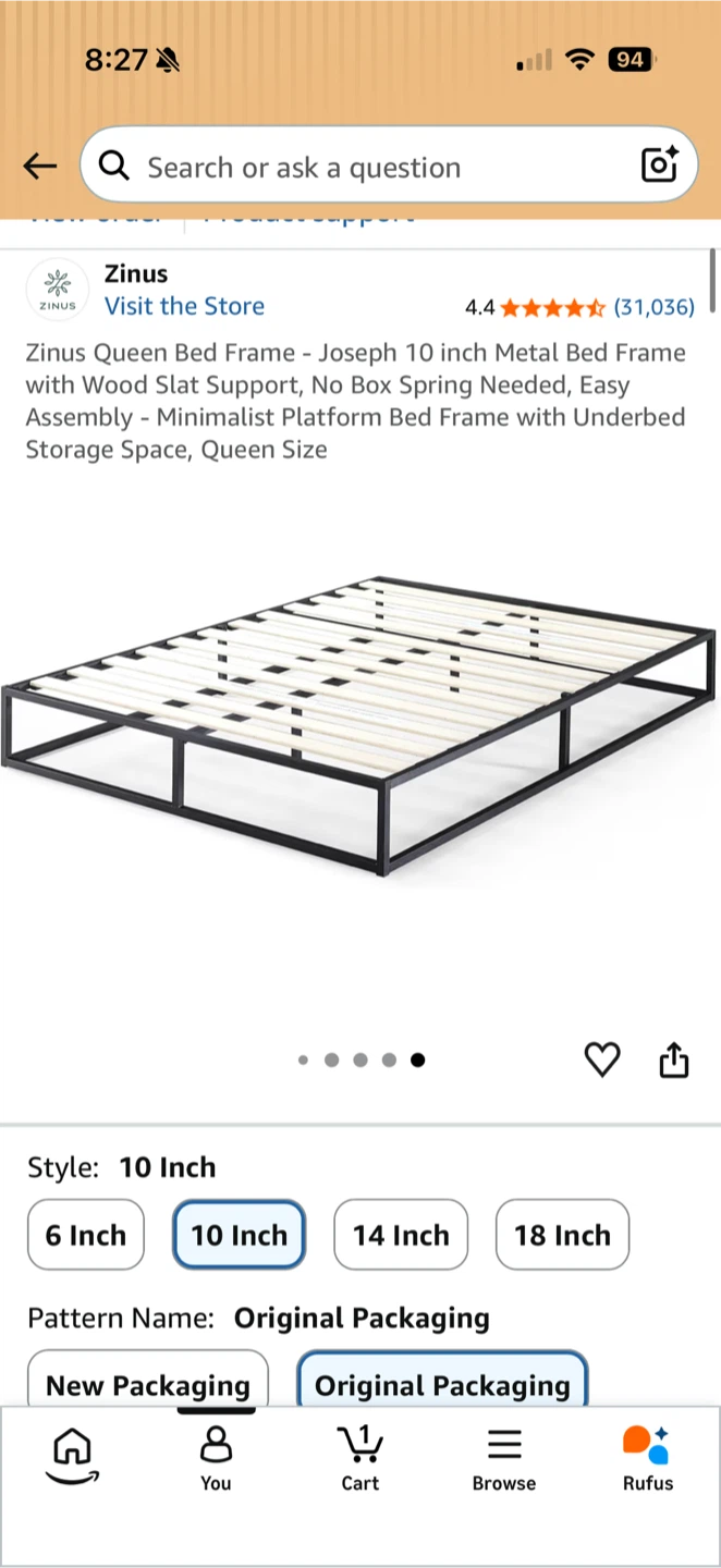 IKEA Haugsvar Queen Mattress and Zinus Bed Frame - photo 3
