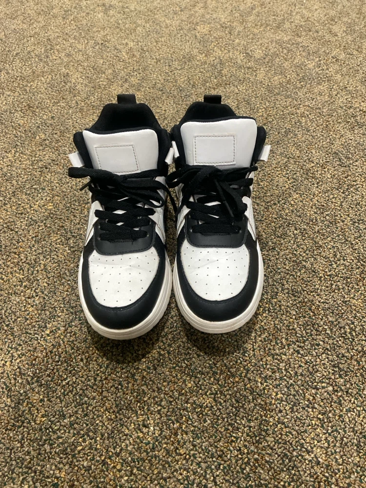 White and Black High-Top Sneakers