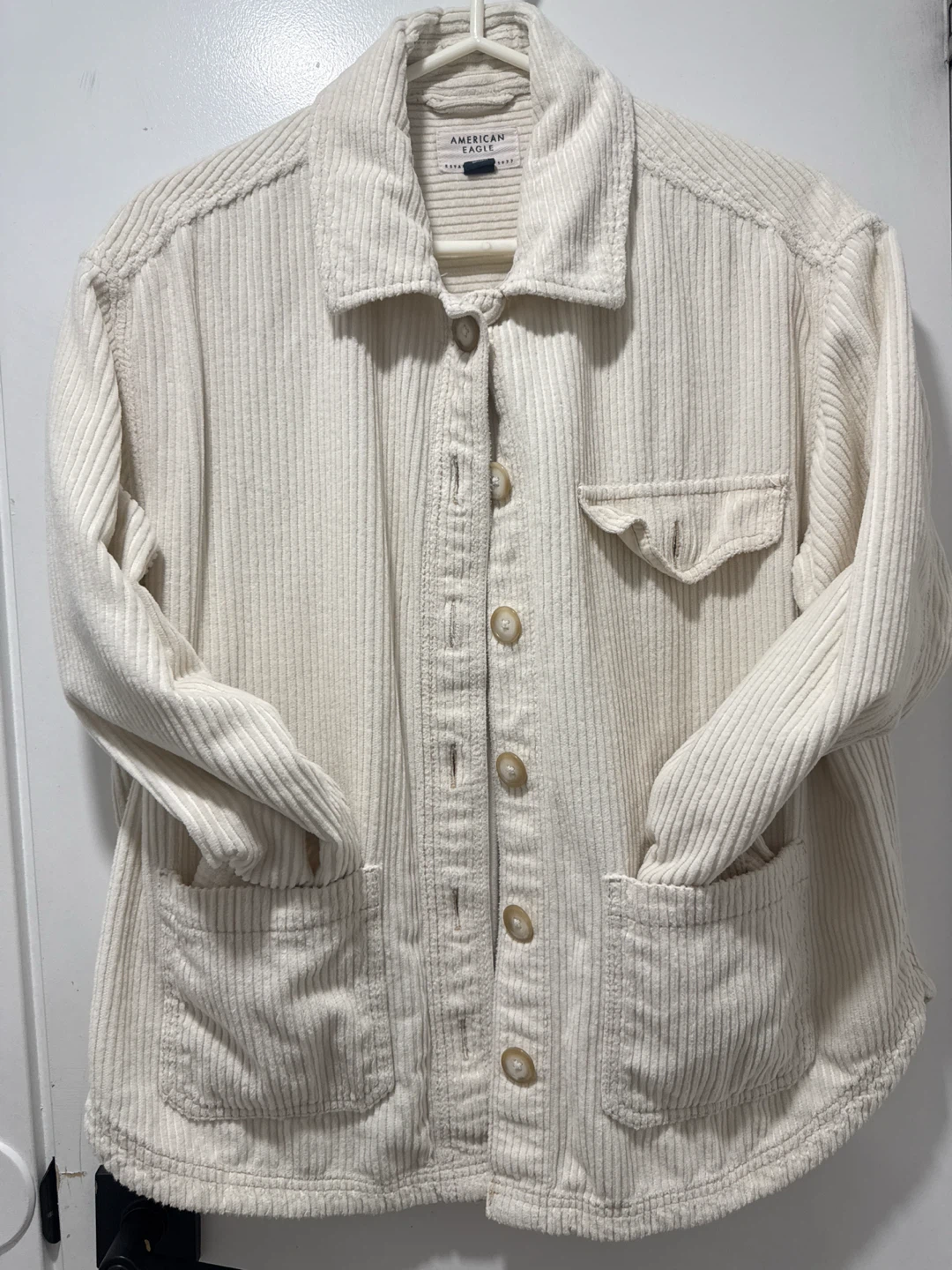 American Eagle Corduroy Button-Up Shirt Jacket - Cream - photo 2