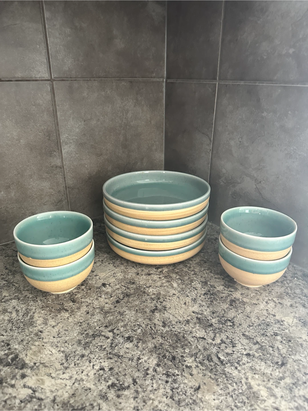Attic & Base Ceramic Rice Bowls and Plates Set