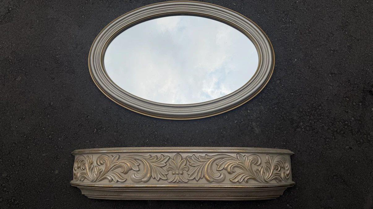 Oval Mirror with Decorative Shelf